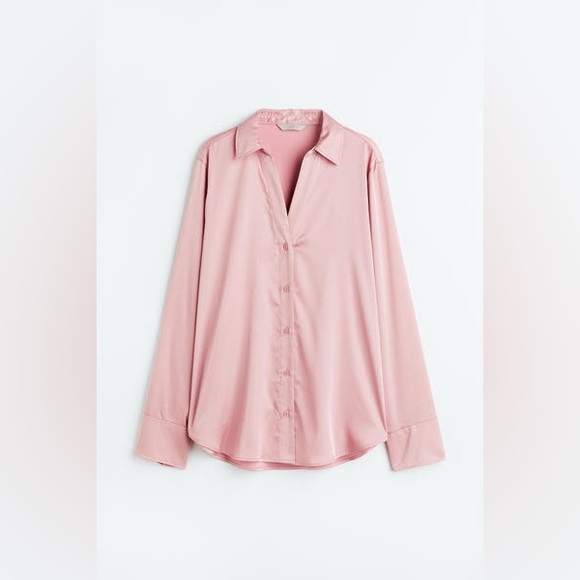 H&M Tops - H&M Elegant Pink Satin Women's Blouse